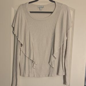 Allison Joy Light Beige Ruffle Long Sleeve Top